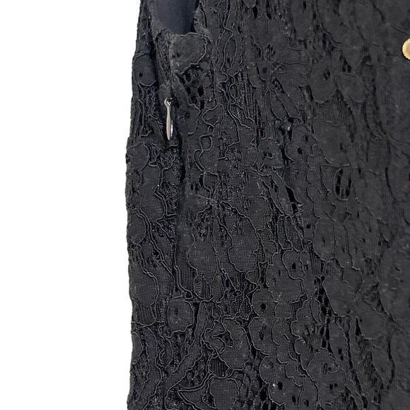 Nicole Miller Dress Women's 4 Floral Lace Bodice Black Closure Back Pearl Button - Picture 5 of 8